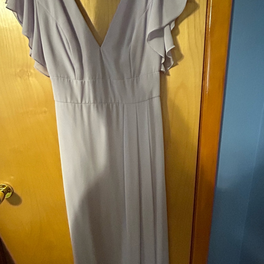 Elegant Lavender Ruffle Sleeve Dress